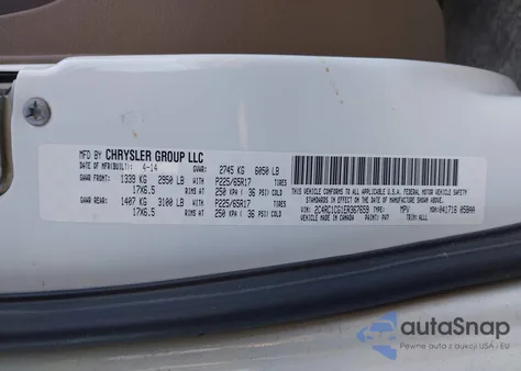 2014 Chrysler Town & Country Touring-L z USA, uszkodzony, nr VIN 2C4RC1CG1ER367659